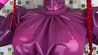 Miss Fetilicious Wears Pink and Purple Latex