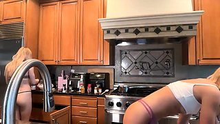 Hot blonde ass fucks her big dildo