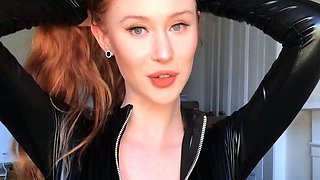 Solo redhead babe masturbates close up with food and toys