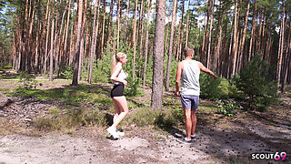 German Glasses Girl Vivi Vallentine Seduce to Risky Outdoor Sex by Stranger