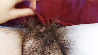 Extremely Hairy Pussy, POV Masturbation, Fingering, Big Labia, Orgasm with Moans