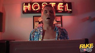 Fake hostel - lean teenies in warm socks sense the heat with fat pecker in threesome
