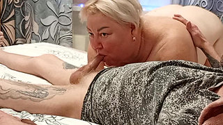 My morning at my stepmom's started with a blowjob and cum in her mouth