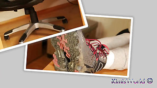 Dirty White Socks & Hiking Shoes - Slow Sneaker Removal, Sock Tease & Foot Play