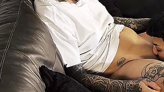 Hot Lesbian Gamer Sofa Fuck