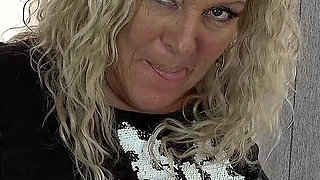 BBW Mature Fucks Her Hairy Cunt with a Cooking Spoon