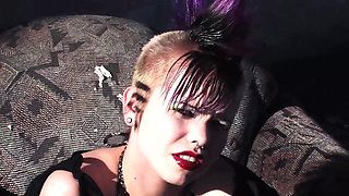 Punk nasty young slut takes a big cock