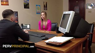 Step mommy Summer Vixen will do anything to save her step daughter from expulsion - perv principal