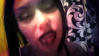 Witch with black lips french kissing with you & riding you