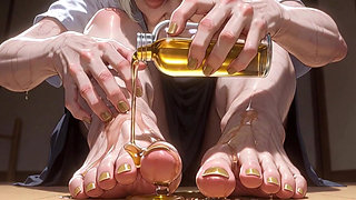 87 Year Old Granny Sensual Foot Oil Massage - Gorgeous Feet & Nails