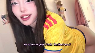 The guy fucked his acquaintance, a Latina in the pussy  while watching the Futbol World Cup