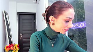 European amateur redhead masturbates on webcam