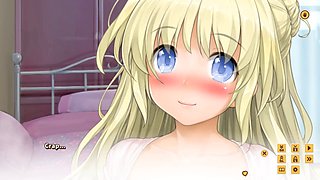 Platinum-blonde babe gets internal cum shot in an anime love cube