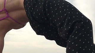 Beach Yoga in Bikini Top