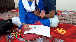 Indian stepbrother has sex with his stepsister after hot her while drawing