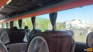 Katty West - Crazy Man Takes Out His Cock On Public Bus - But Girl Doesnt Lose Her Head And Helps Him Cum