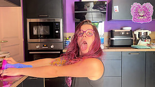 Magda the Squirt Queen Dildos and Floods Her Kitchen - Squirt Solo Extreme