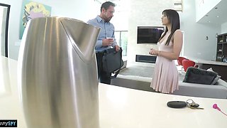 Slim Brunette Bubble-assed Babysitter Brooklyn Gray Pleasures her Boss With Hot Sex To Keep her Job