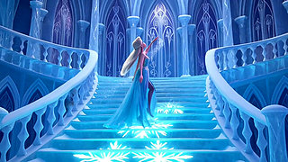 Stunning Nude Elsa Graceful and Elegant Sensual Poses in Her Magical Glowing Ice Palace Cinematic 3D Animation