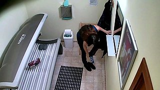 Hot teenager in solarium