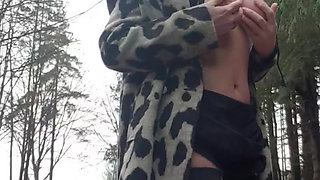 Julie splashes in the forest