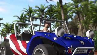 Hot porno! dune buggy, topical beach and crazy glorious brunette