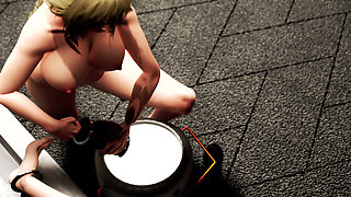 Lesbian belly fill and squirt