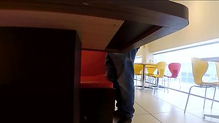 Hand job in a public cafe on a first-ever encounter