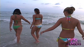 Three Hotties Make Out and Get Topless at a Public Beach