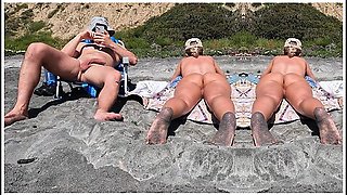 Pink Pussy And Big Dick Hanging On The Nudebeach. Voyeurs Dream