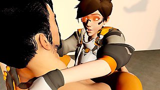 Hanzo and Tracer get it on in an Overwatch parody featuring some wild anal action