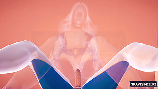 Invisible Woman Is Fucking Herself with Elastic Dick