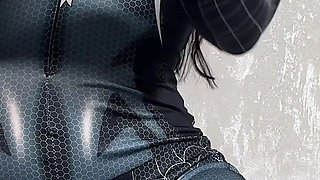 Spider Girl Fucks Herself Hard with a Huge Dildo