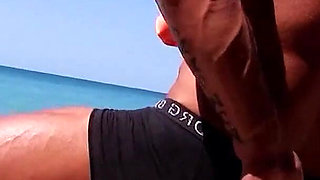 Fitness trainer fucks horny blonde Milf Shana in the ass on the beach
