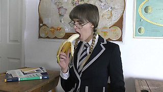 Melissa Eats a Large Banana in Class