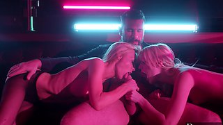 Manuel Ferrara fucked two hot pussies in an intense threesome.