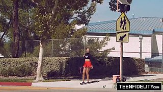 TEENFIDELITY Cute Cheerleader Liza Rowe Shakes Her Pom Poms