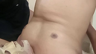 Naughty Wife Blowjob To Husband When He Doing Yoga and Cum Slowing on His Face