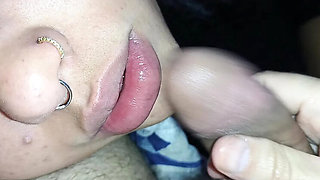Covering Her Pretty Freaky Face With Thick Cum Loads