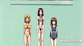 Uncensored Hentai Threesome with English Subs - Hot Bikini Anime Porn