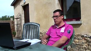 Busty French housewife Lucie Luke anal fucked in the garden