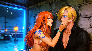 Nami Fucked Hard By Luffy And Zoro - Threesome On The Beach One Piece Uncensored Hentai