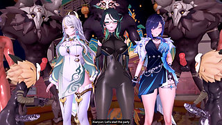 Genshin Impact - Lantern Rite Fuck Fiest Gangbang Genshin Girls Creamed 4 - 3D Hentai Animations