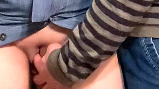 Dirty Hobby! Old Man Fingering Perfect Pussy in Public