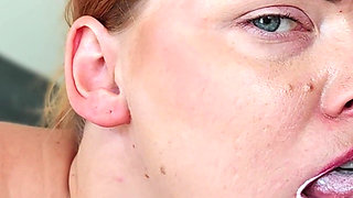 A Relay of Deep Throat Fucking. Multiple Cocks Shove Cum Into the Mouth of a Busty Female Student.