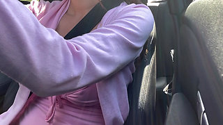Artemisia Love driving around and showing her juicy boobs