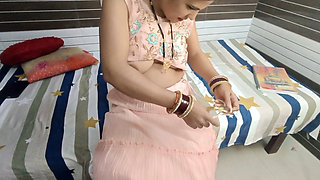 Pooja Bhabhi is having sex with her husband's friend in her room and taking his thick dick in her pussy.