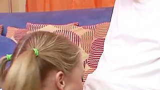 Young cute teen in cheerleader outfit gets fucked hard by the trainer