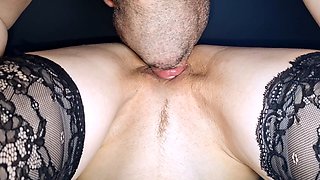 He devoured her smooth-shaven pussy while the redhead enjoyed every moment.