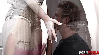 Dark skinned Dutch babe Romy Indy nailed in doggy style and reverse cowgirl GP1380